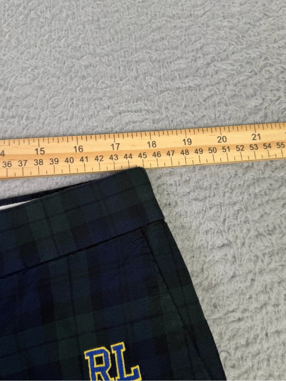Polo Ralph Lauren Chino Shorts Mens 35 Green Tartan Plaid Embroidered College - Picture 5 of 10